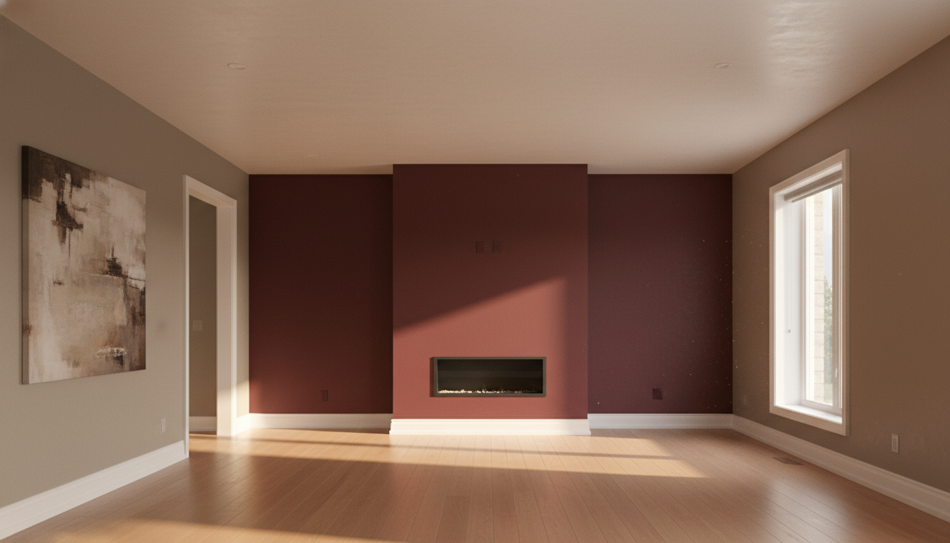 Intérieur peint à Gatineau, lumière dorée